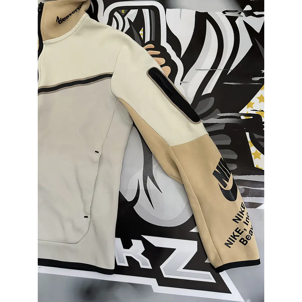 Nike Sportswear Tech Fleece Printed Full-Zip Hoodie Light Bone USED