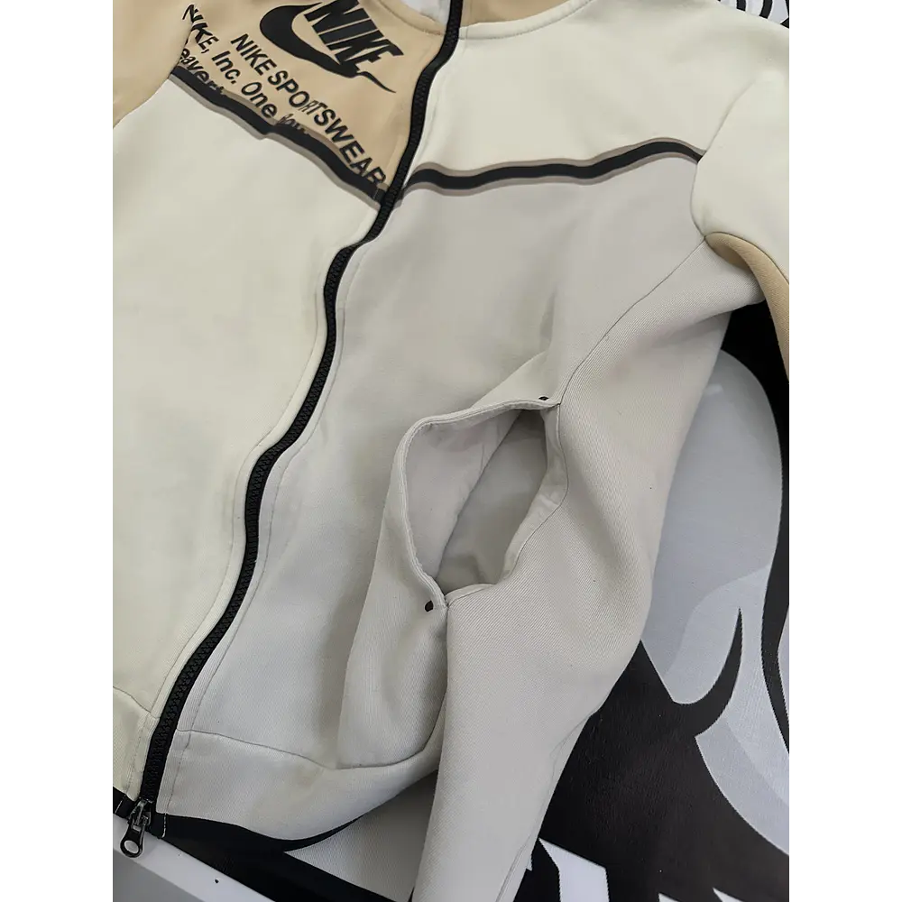 Nike Sportswear Tech Fleece Printed Full-Zip Hoodie Light Bone USED