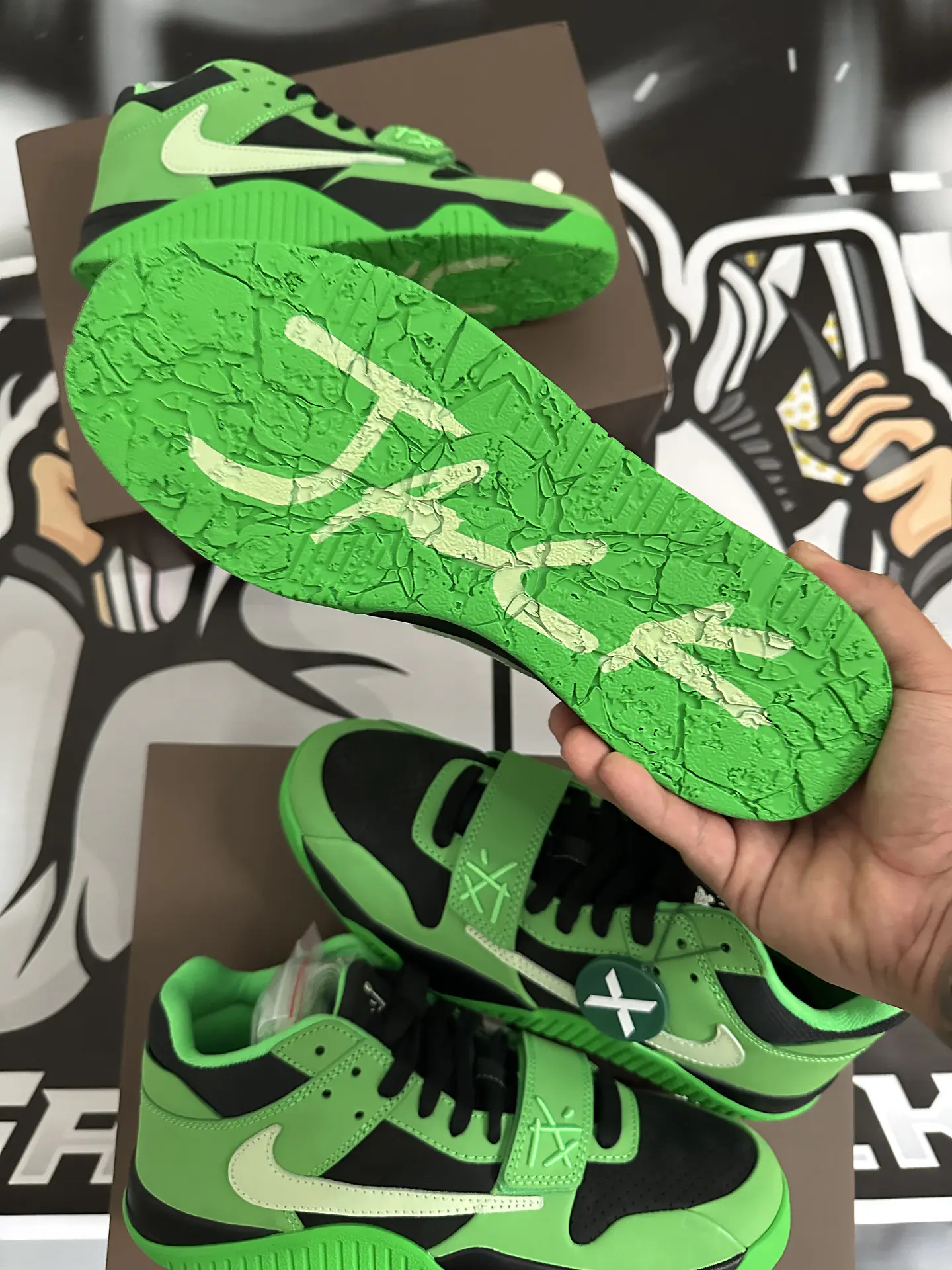 Jordan CJ1 T-Rexx Travis scott Green Spark  9