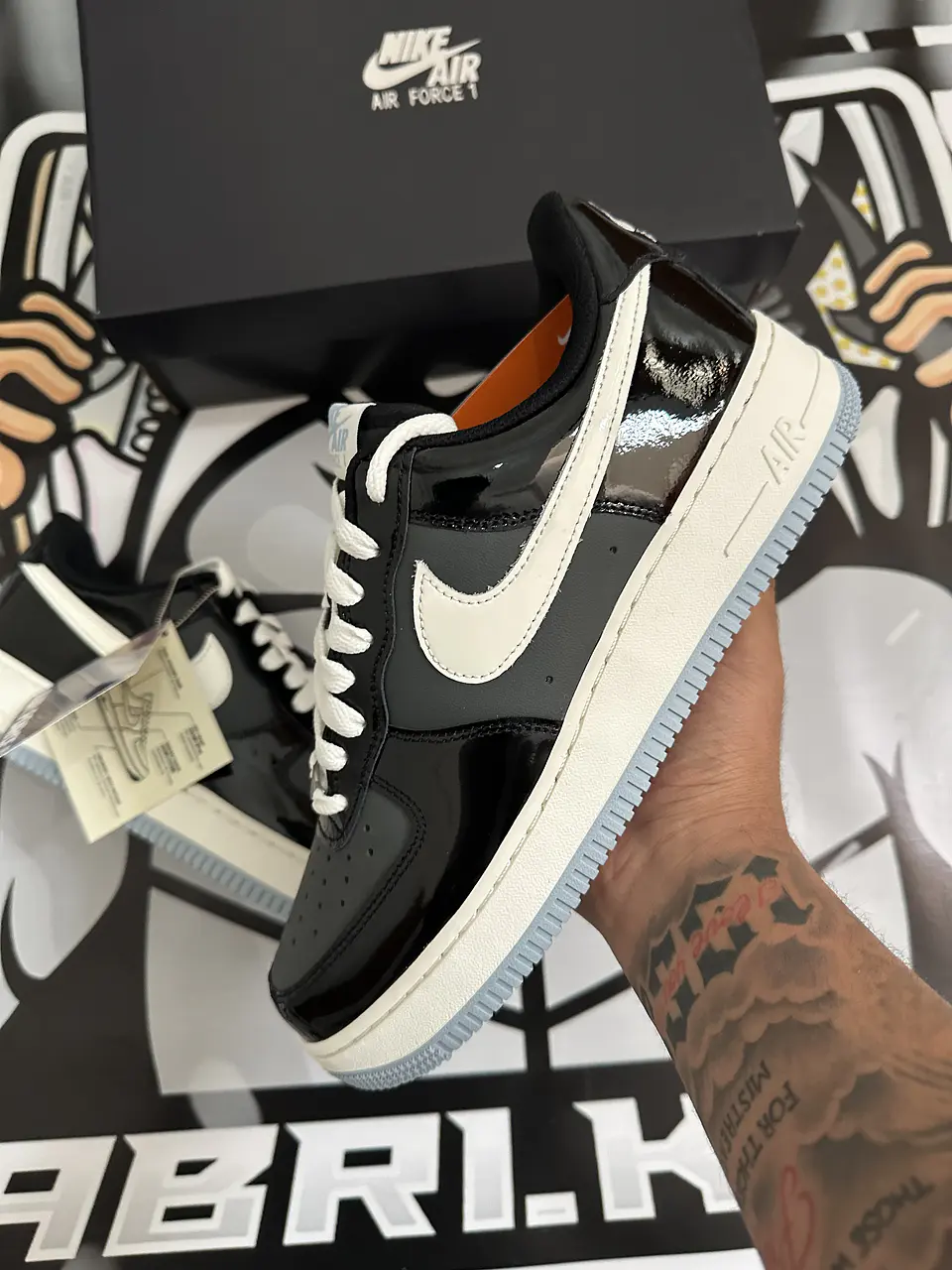 Nike Air forcé 1 low Black Iron Grey patent 5