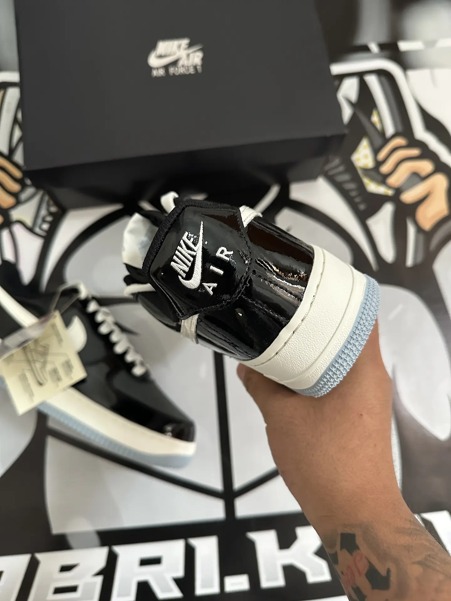 Nike Air forcé 1 low Black Iron Grey patent 6