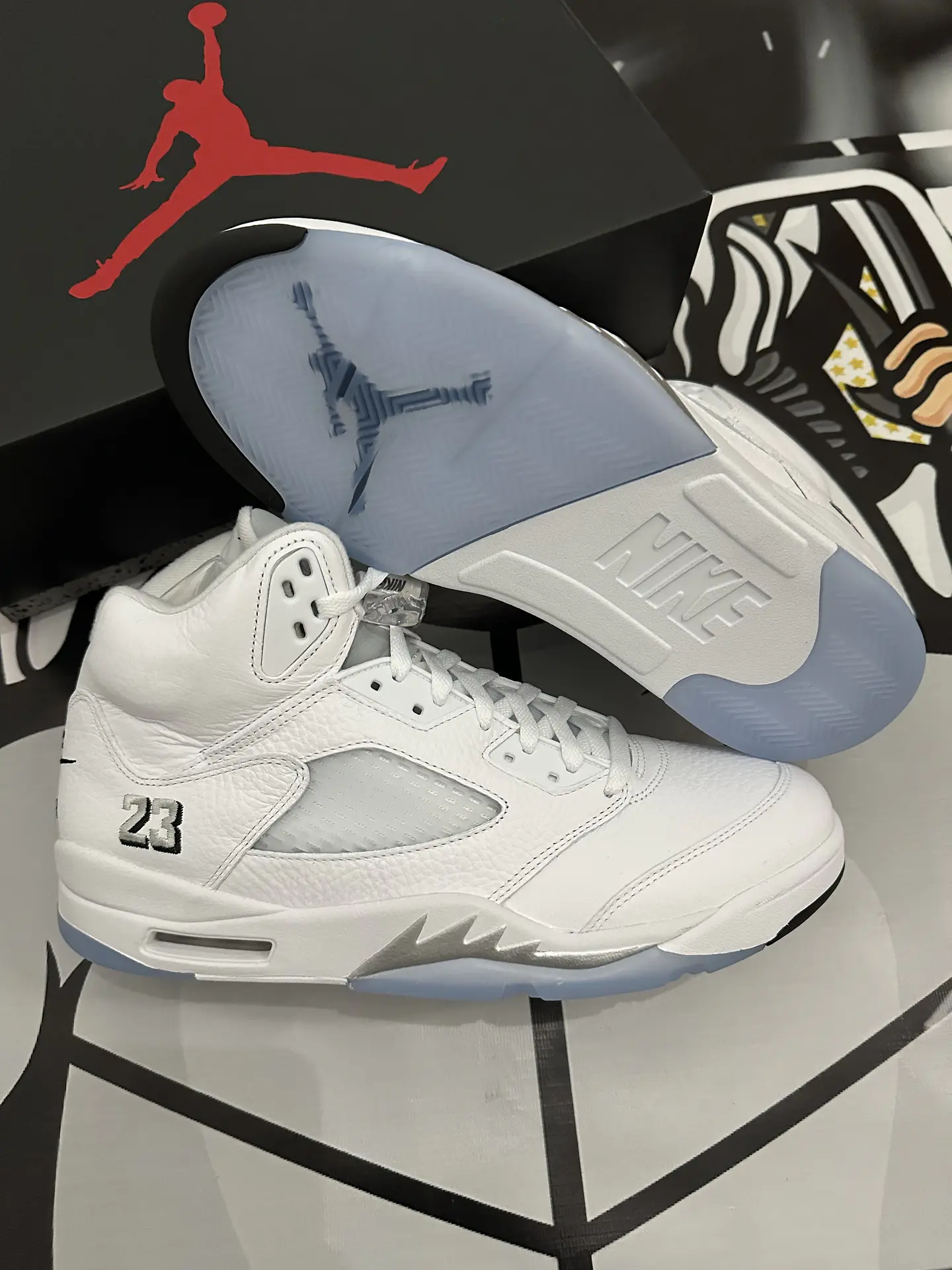 Air Jordan retro 5 White metalic  5