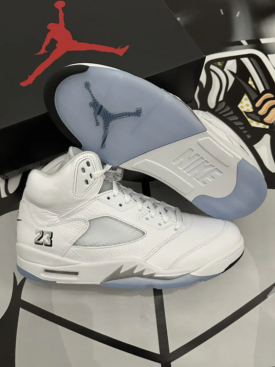Air Jordan retro 5 White metalic  5