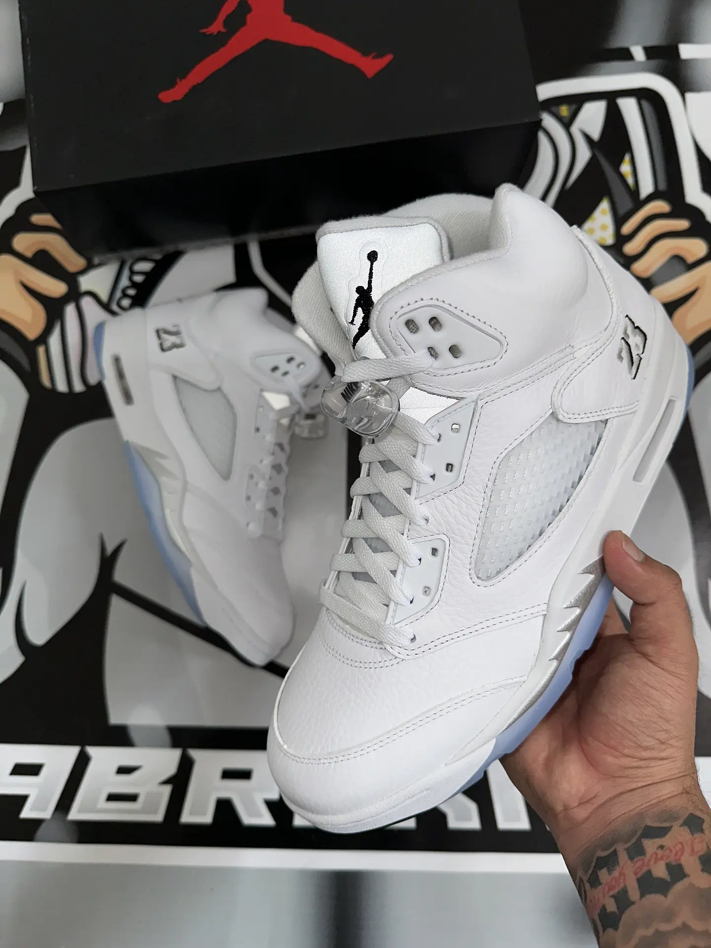 Air Jordan retro 5 White metalic  7