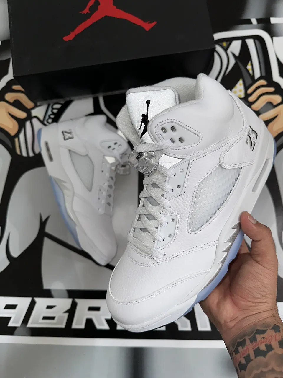 Air Jordan retro 5 White metalic  7