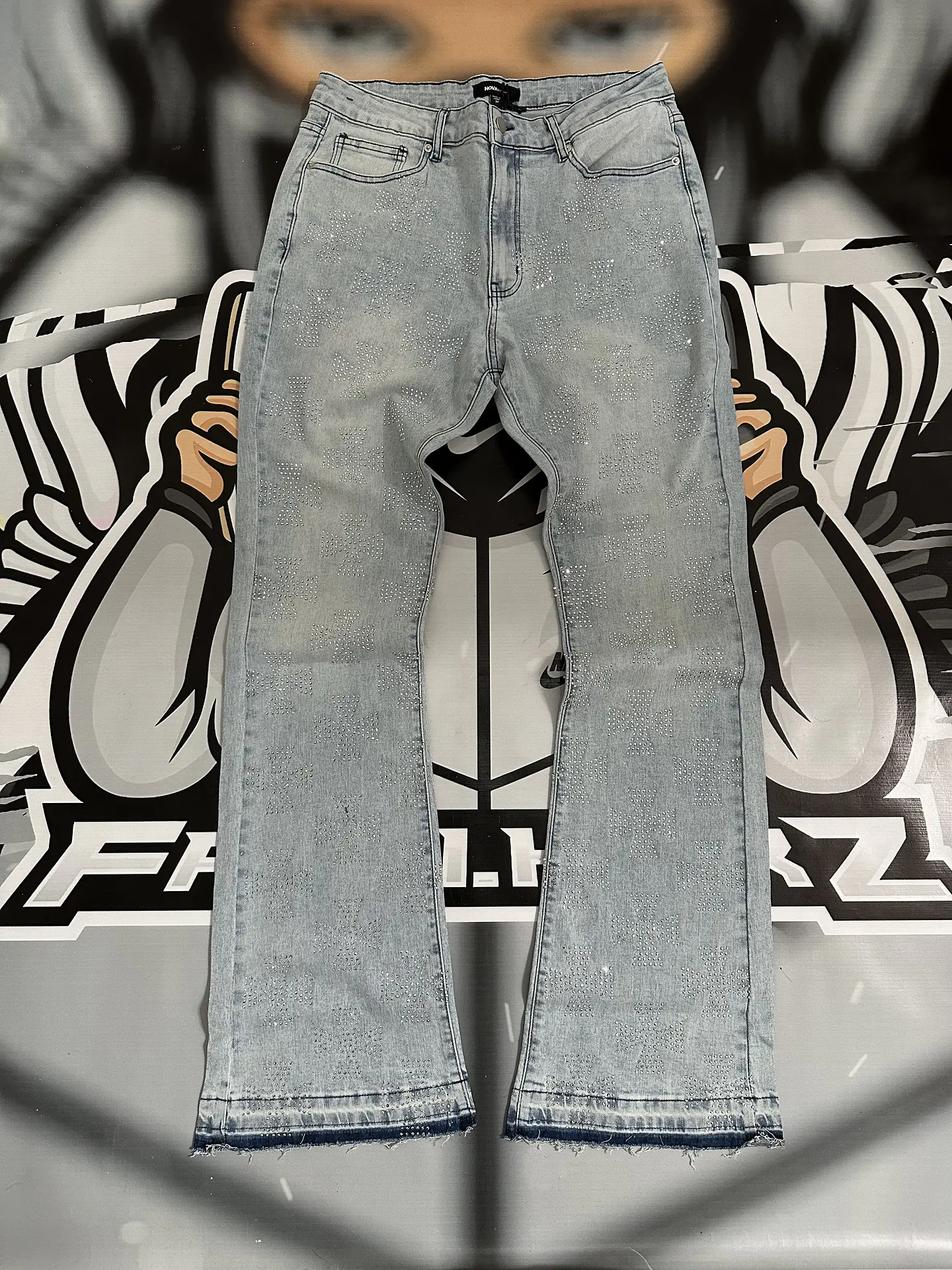 JEANS FLARE MEN FASHION NOVA - Light WASH DIAMON 1
