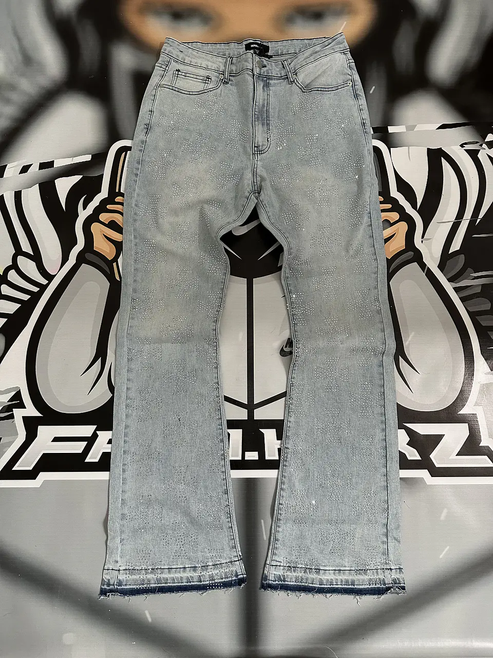 JEANS FLARE MEN FASHION NOVA - Light WASH DIAMON 1