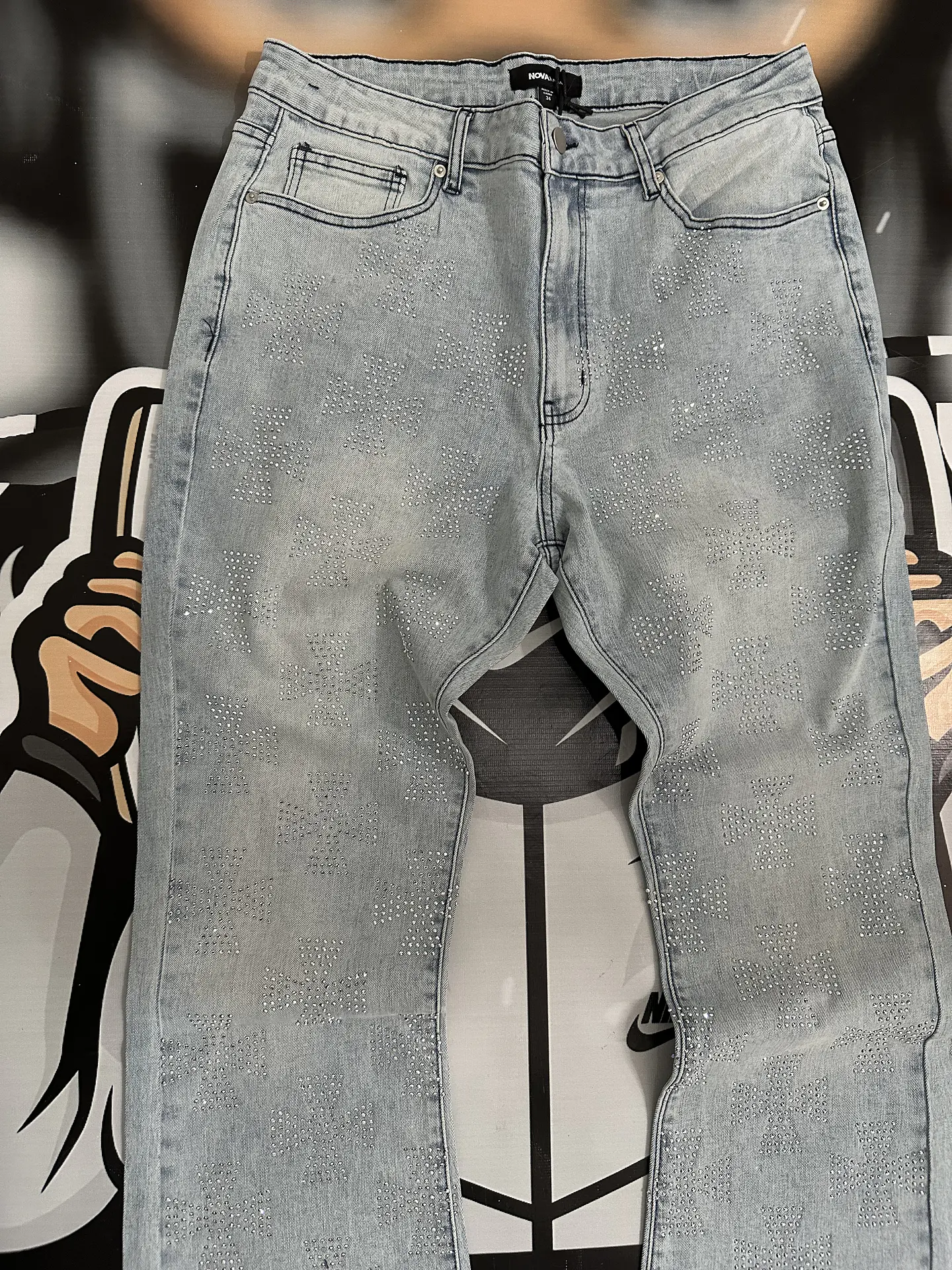 JEANS FLARE MEN FASHION NOVA - Light WASH DIAMON 3