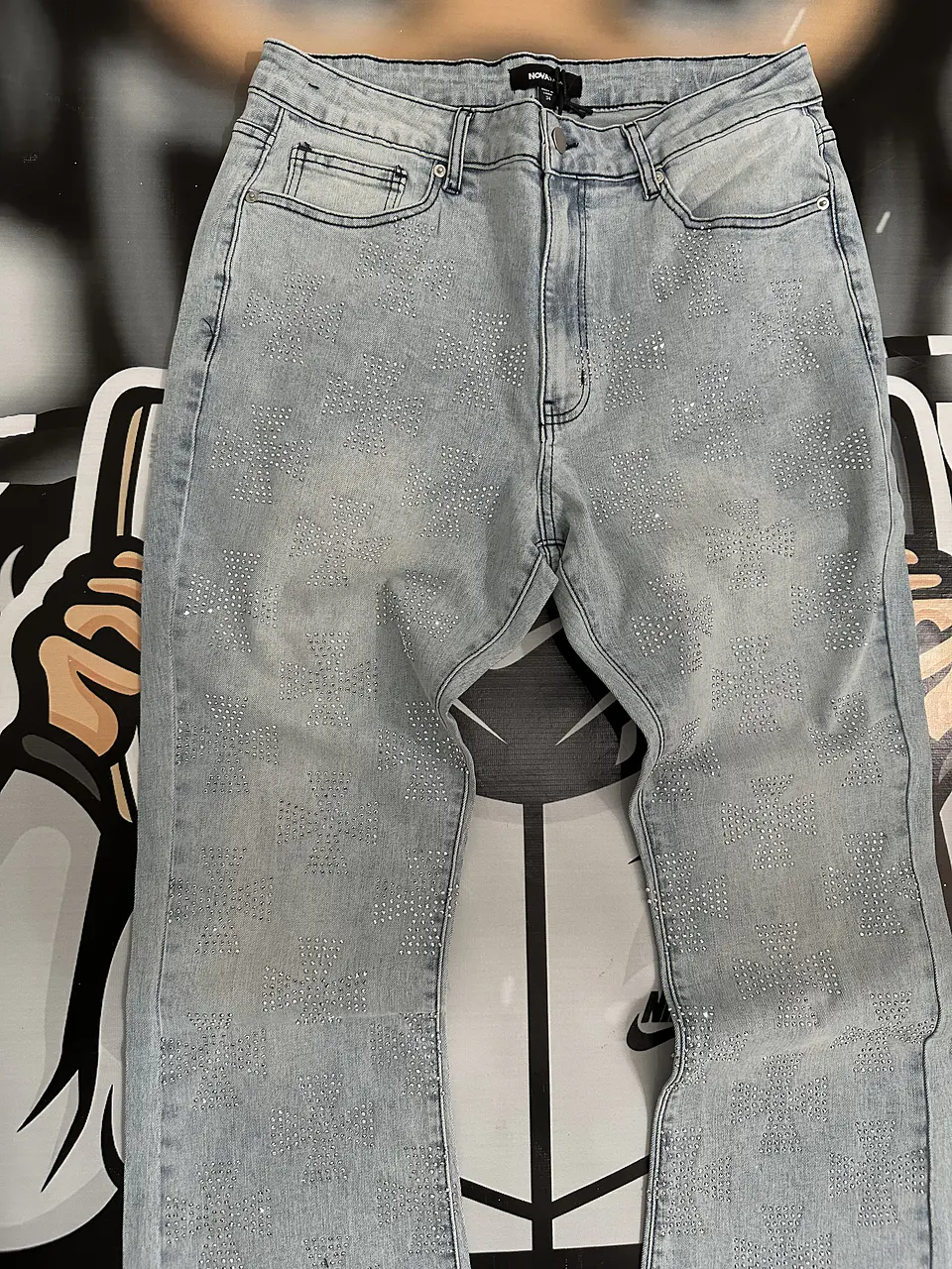 JEANS FLARE MEN FASHION NOVA - Light WASH DIAMON 3