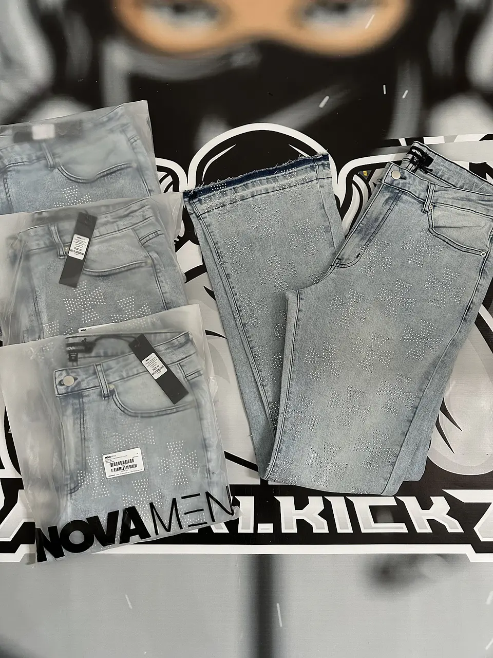JEANS FLARE MEN FASHION NOVA - Light WASH DIAMON 5