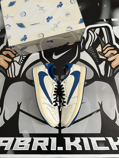 Air Jordan 1 low Fragmen x Travis Scott Sail Military Blue