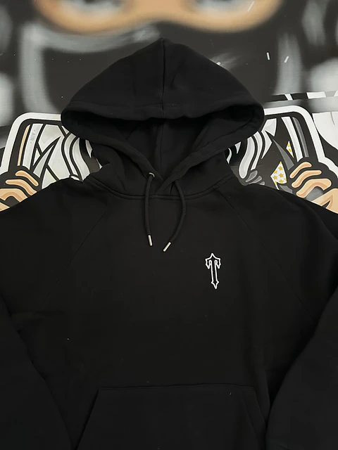 Hoodie Trapstar T logo white - Black
