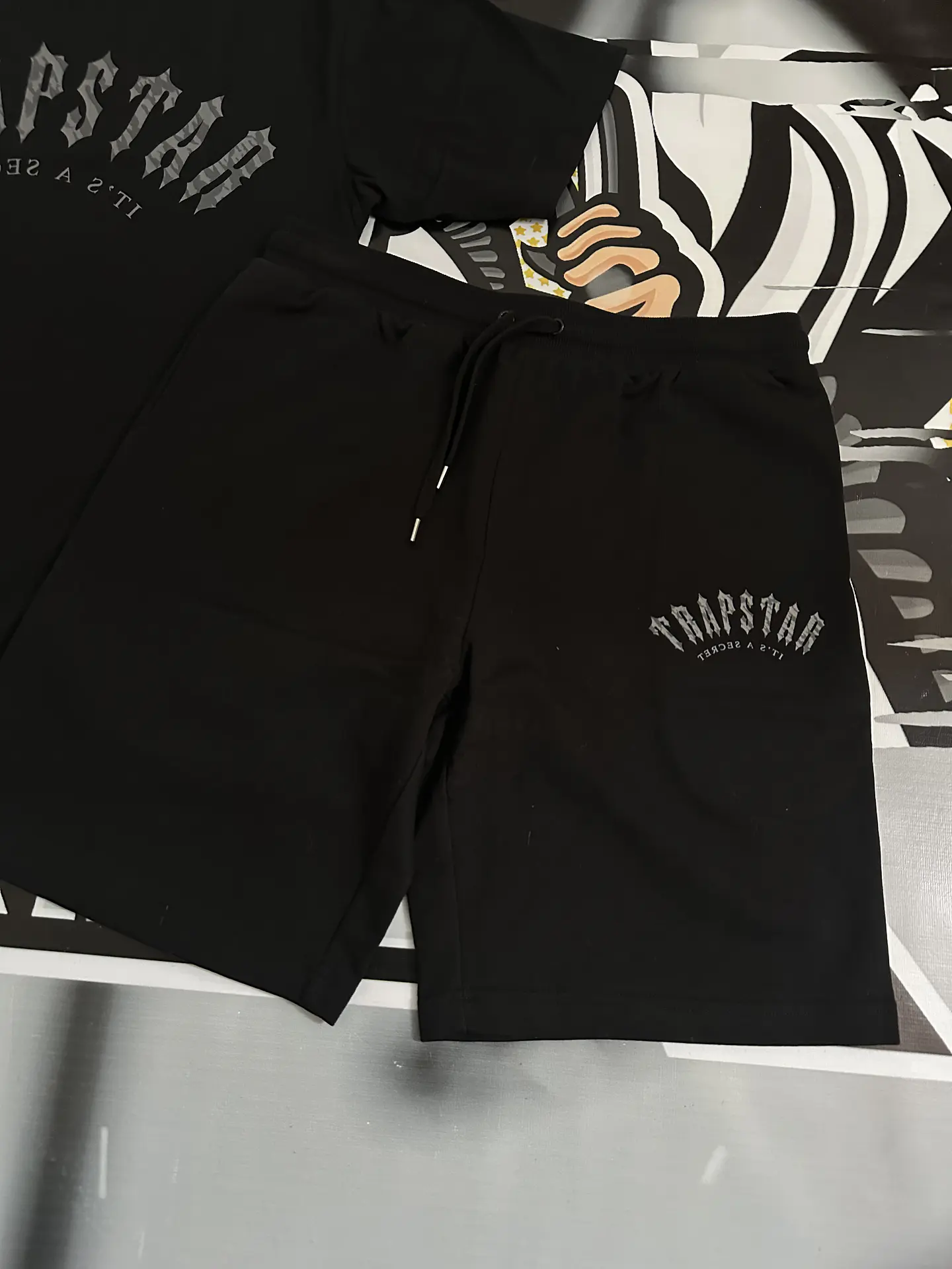 Trucksuit short set Trapstar Camo logo -  black 2