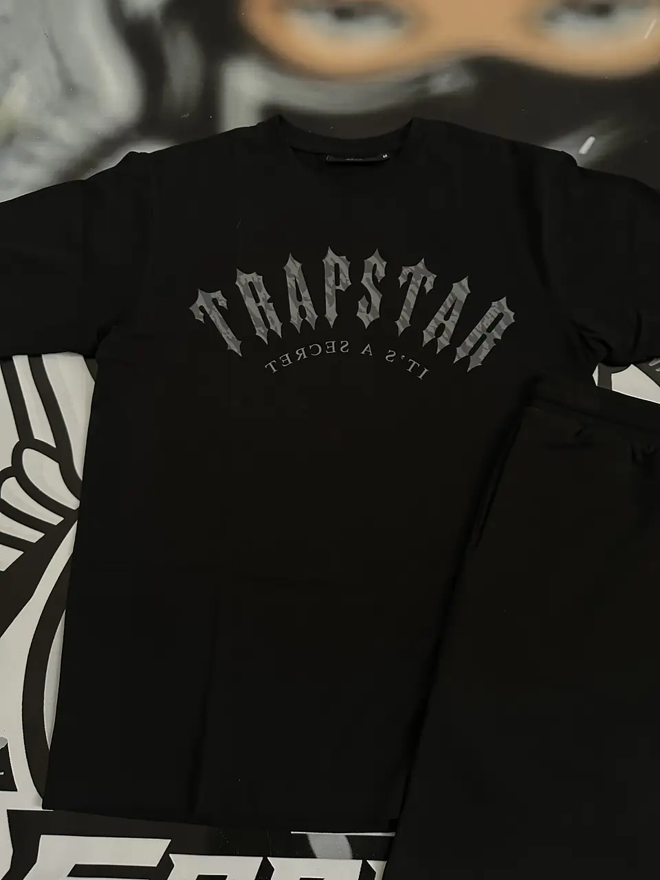 Trucksuit short set Trapstar Camo logo -  black 3