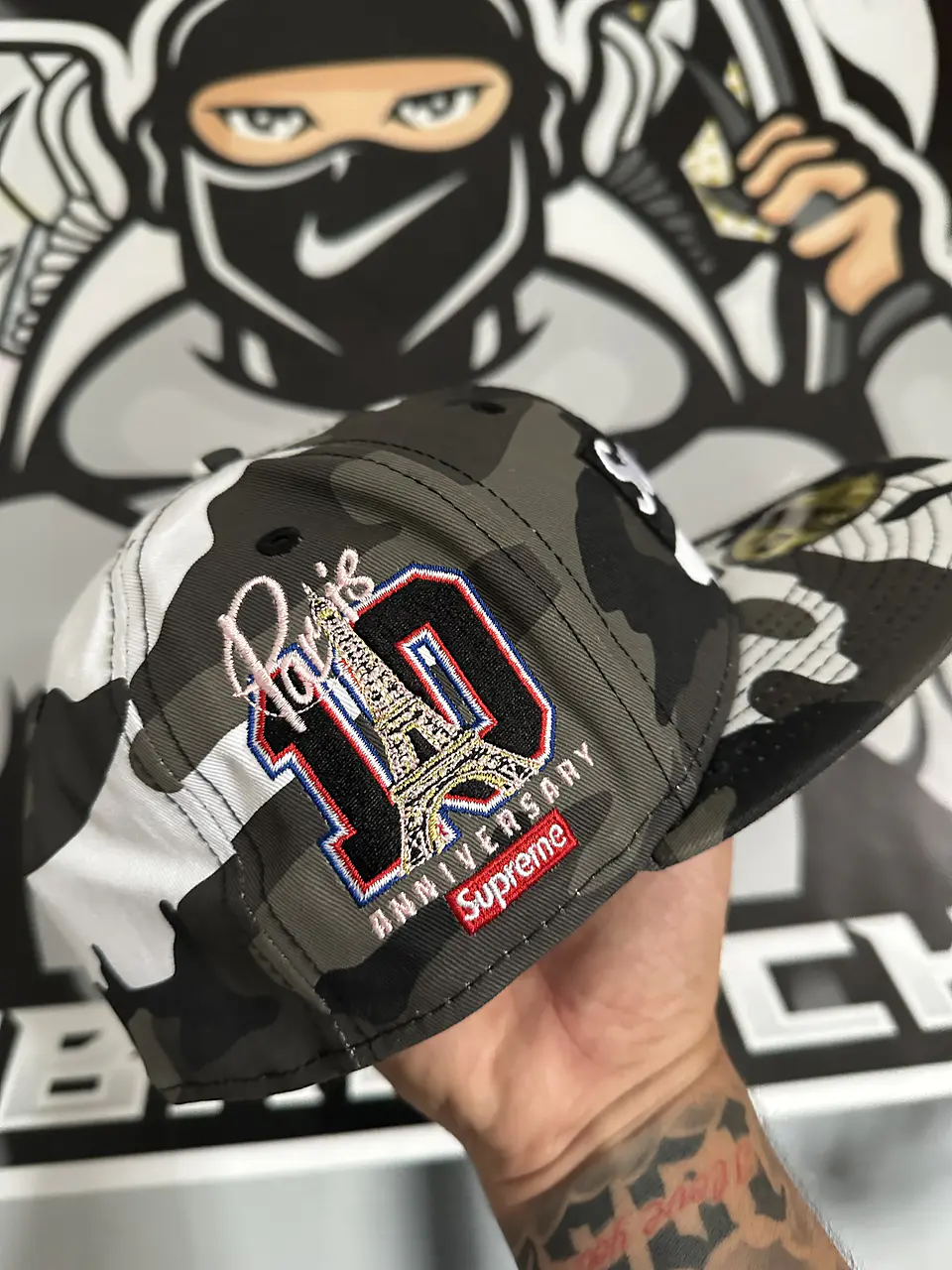 Supreme Shop Box Logo New Era 59Fifty Fitted Hat - Snow Camo 5