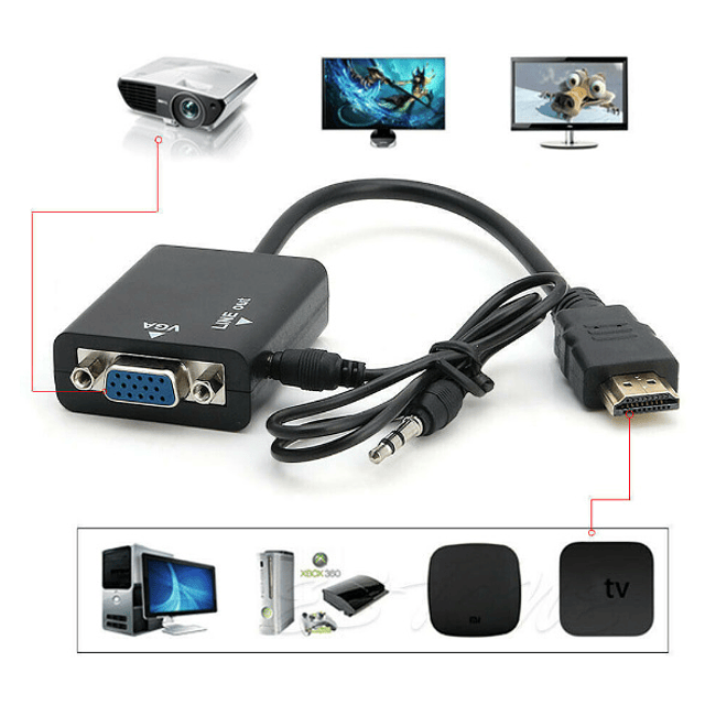 FACE427 HDMI macho to VGA fêmea Video Converter PC DVD TV