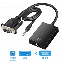 FACE594 VGA para HDMI  Adaptador Macho para Fêmea Conversor Saída  Áudio 1080P VGA HDMI