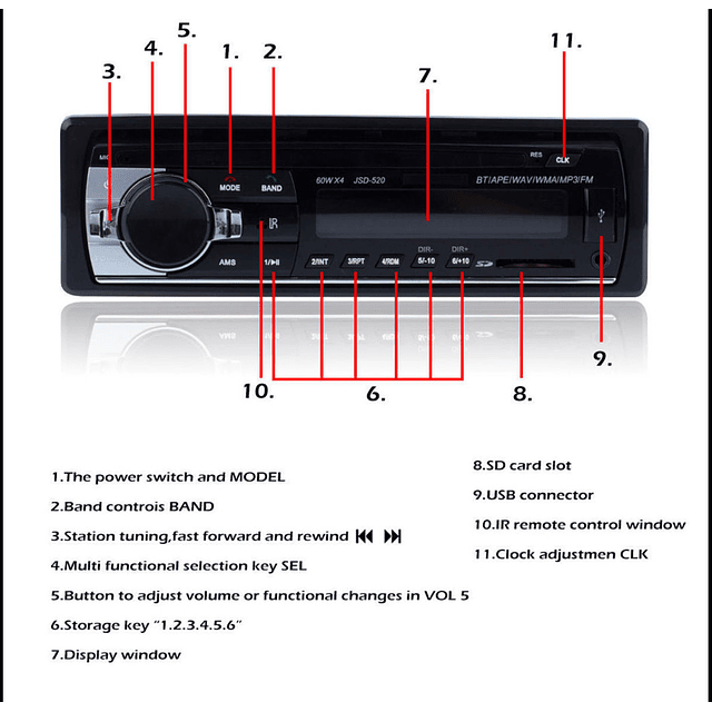 FACE36 AUTO RÁDIO Bluetooth MÃOS LIVRES FM USB