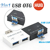 42-FACE298 USB 3.0 2 porta 2 in1 OTG HUB, carregamento micro USB laptop Android