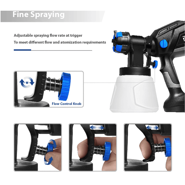 FACE697 Pintura elétrica PROSTORMER 750W, pulverizador de tinta 1000ml