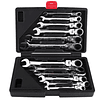 FACE717  ROQUETE KIT 12 peças  Cabeça Flexível jogo  chave bocas mistas  8 a 19mm