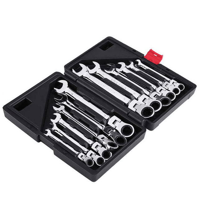 FACE717  ROQUETE KIT 12 peças  Cabeça Flexível jogo  chave bocas mistas  8 a 19mm