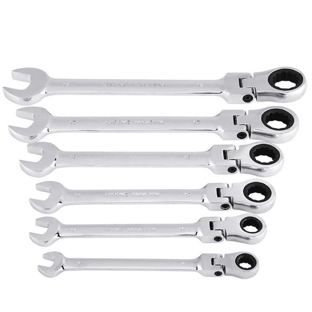 FACE717  ROQUETE KIT 12 peças  Cabeça Flexível jogo  chave bocas mistas  8 a 19mm