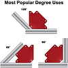 FACE532 kit 2 ímanes soldar de 7,6 cm 12kg força magnética 45, 90, 135 graus