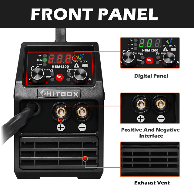 FACE800 Máquina soldar 2 em 1 hitbox soldador hbm1200 mig mma