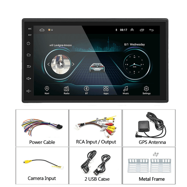 FACE813 Auto Rádio Android 11.0 Estéreo GPS WIFI bluetooth FM 1GB RAM 16 GB ROM