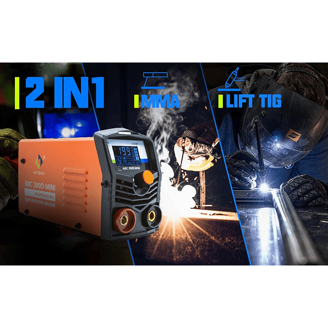 FACE855-b Máquina soldar 200A inverter 2 em 1 compacto ARC MMA LIFT TIG