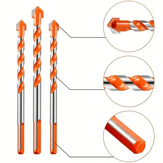 FACE956 4 Brocas Ultimate 6/8/10/12mm Multifuncionais, Broca de Perfuração Final para Concreto, Azulejo, Vidro, Cerâmica, Tijolo, Madeira e Plástico, 