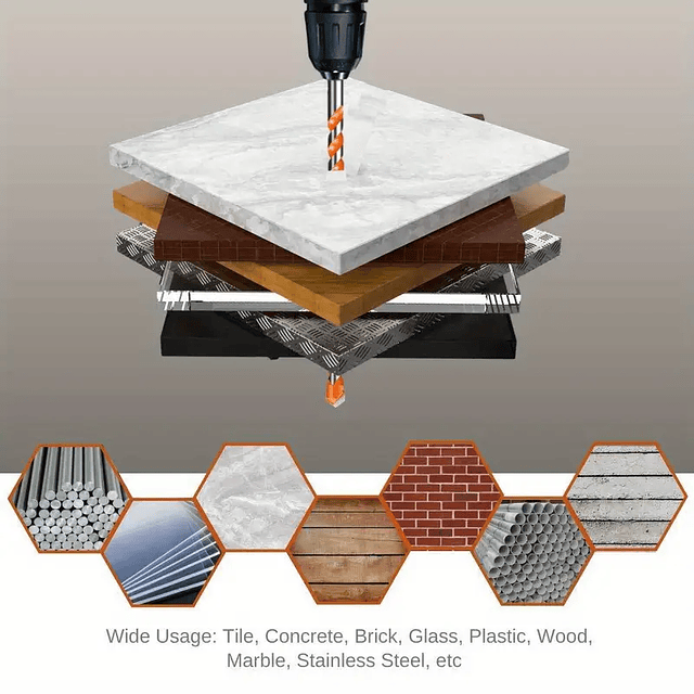 FACE956 4 Brocas Ultimate 6/8/10/12mm Multifuncionais, Broca de Perfuração Final para Concreto, Azulejo, Vidro, Cerâmica, Tijolo, Madeira e Plástico, 