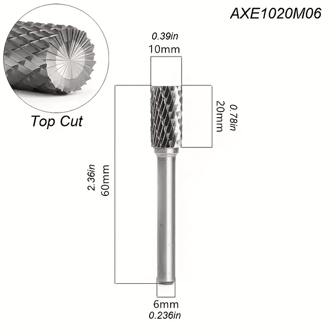 FACE985 Broca Lima Rotativa Rebarba, Corte Duplo Em Forma De Cilindro 10mm ferro Madeira plástico