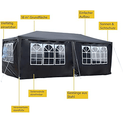 FACE987 Tenda de jardim 6M grande em cor cinza com dimensões 3 m x 6 m x 2,5 m