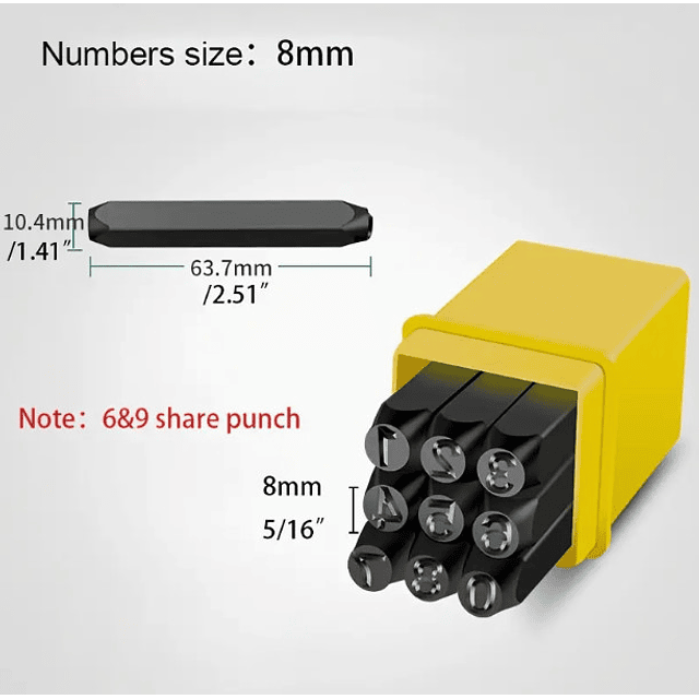 FACE1040 Carimbos numeradores de 8mm ferro madeira aluminio plástico etc