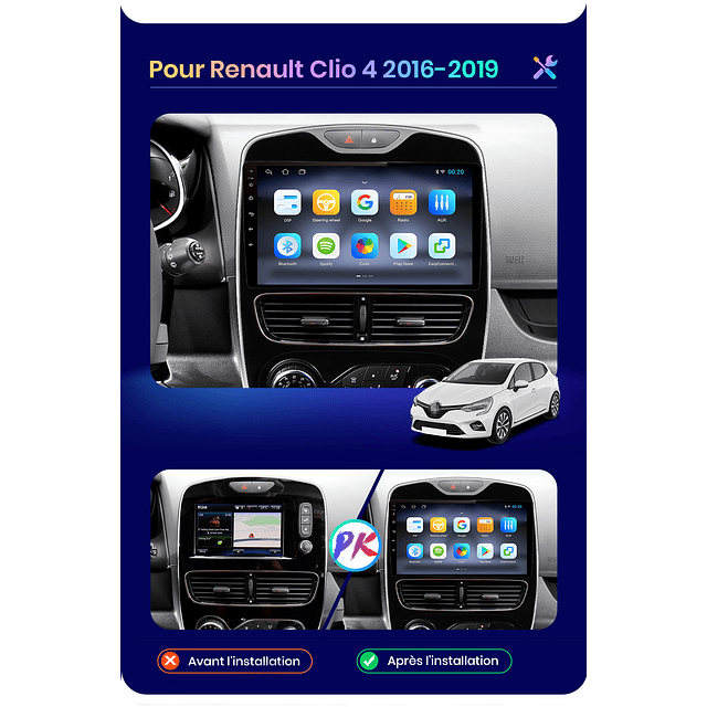 FACE1050 Auto rádio android Renaul Clio 4 2012 A 2019 1GB RAM 16GB ROM