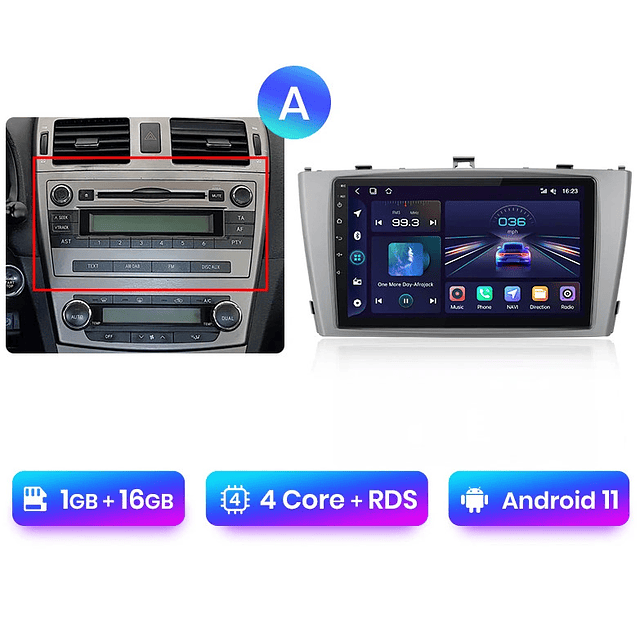 FACE1053 Toyota Avensis T27 2008-2015 Android 1gb rom 32gb ram rds fm gps 9 polegadas