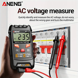 FACE1085 Multímetro digital automático ANENG M113, alimentado bateria tensão AC/DC, indução NCV, medição de resistência