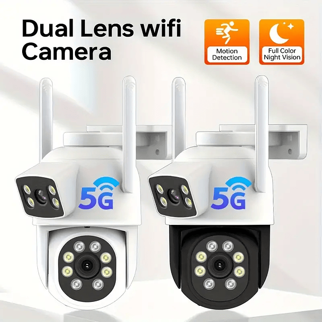 FACE1142 Câmera de Segurança Inteligente Zhxinsd com Lentes Duplas 2MP+2MP -  WiFi, Uso Interno/Externo, Detecção Humana I, Áudio Bidirecional, Visão Noturna Colorida, Alimentada p