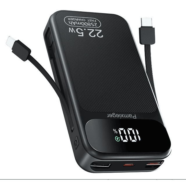 FACE1156  25,800 mAh 22,5 W carregamento super rápido Power Bank com 4 saídas USB e ecrã LED carregador portátil