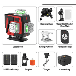 FACE1323 LASER verde 16 linhas com 3 tripés + duas baterias + mala transporte