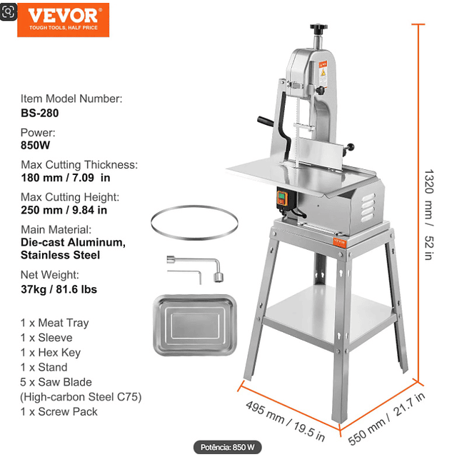 FACE1338 Máquina corte serra óssea 850W corte de osso 