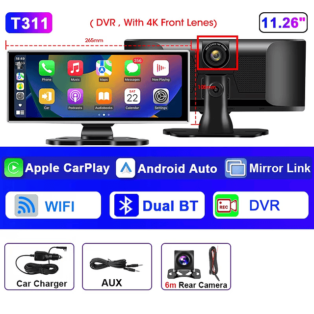 FACE1340 Auto rádio android universal  11.26 polegadas com dupla câmera carplay android auto