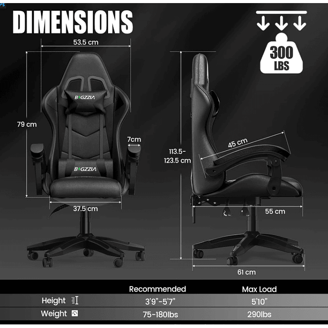 FACE1347 Cadeira ergonômica para jogos Cadeira para PC Cadeira reclináveis 