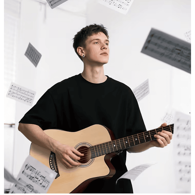 FACE1349 Guitarra Acústica de 38 Polegadas para Iniciantes - Inclui Bolsa para Guitarra, Capotraste, Alça Ajustável, Palhetas (Cores Aleatórias), Cordas, Pano de Limpeza (Cor Aleatória), Estojo para P