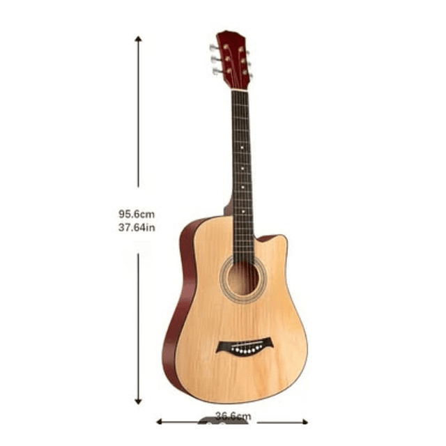 FACE1349 Guitarra Acústica de 38 Polegadas para Iniciantes - Inclui Bolsa para Guitarra, Capotraste, Alça Ajustável, Palhetas (Cores Aleatórias), Cordas, Pano de Limpeza (Cor Aleatória), Estojo para P