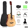 FACE1349 Guitarra Acústica de 38 Polegadas para Iniciantes - Inclui Bolsa para Guitarra, Capotraste, Alça Ajustável, Palhetas (Cores Aleatórias), Cordas, Pano de Limpeza (Cor Aleatória), Estojo para P