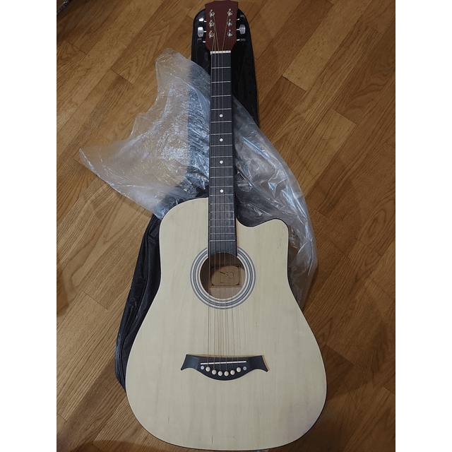 FACE1349 Guitarra Acústica de 38 Polegadas para Iniciantes - Inclui Bolsa para Guitarra, Capotraste, Alça Ajustável, Palhetas (Cores Aleatórias), Cordas, Pano de Limpeza (Cor Aleatória), Estojo para P