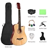 FACE1349 Guitarra Acústica de 38 Polegadas para Iniciantes - Inclui Bolsa para Guitarra, Capotraste, Alça Ajustável, Palhetas (Cores Aleatórias), Cordas, Pano de Limpeza (Cor Aleatória), Estojo para P